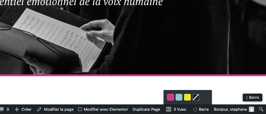 Le sélecteur de couleurs dans la barre d'outils